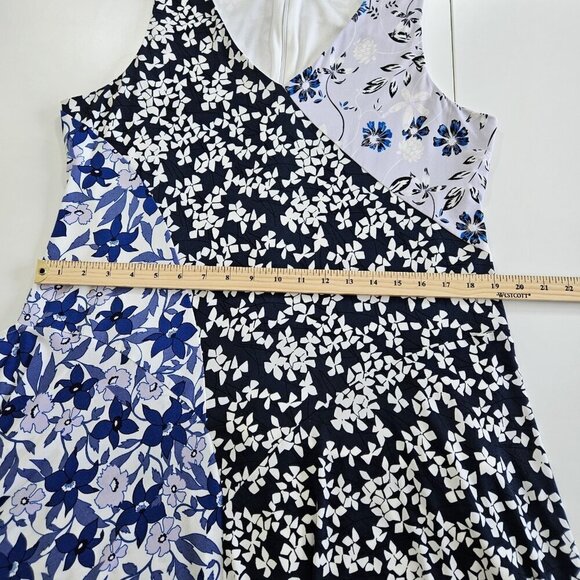 Ivanka Trump Dress 12 Patchwork Floral Sleeveless Assymetric Handkerchief Hem - Picture 6 of 16